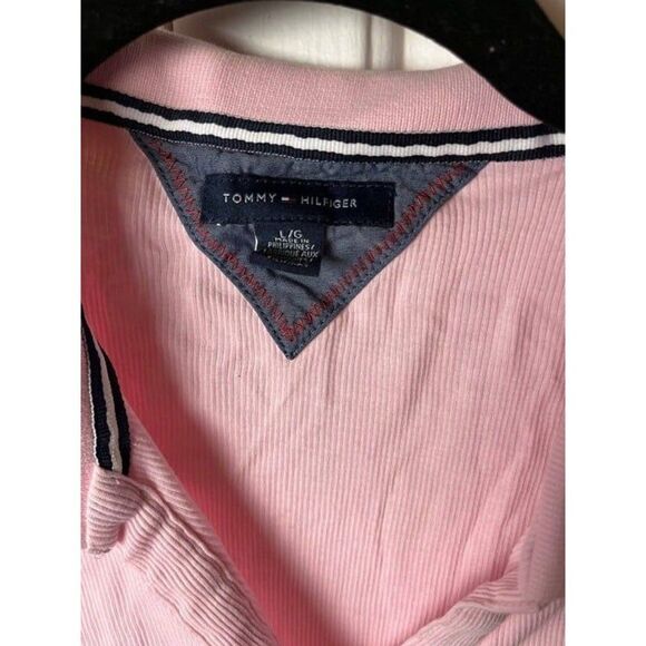 Tommy Hilfiger Shirt Top Women's Large Pink Stretch Collared Short Sleeve Button - Picture 3 of 4